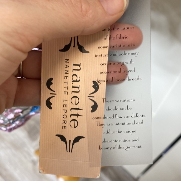 Nanette Lepore Spring Bloom Dark Navy Multi Floral Embroidered Ruffle Blouse M - Picture 4 of 6